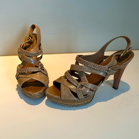 Prada Brown Platform Sandals - Picture 1 of 6
